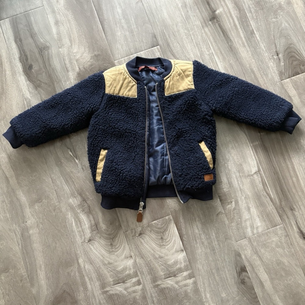 7 SEVEN FOR ALL‎ MANKIND Boys Blue Fleece Coat Jacket Zipper 18M